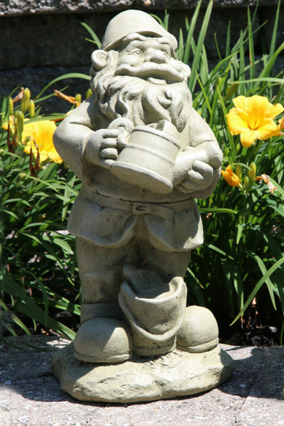 Lazy Daze Gnome Watering Can Statue Garden cement Massarelli